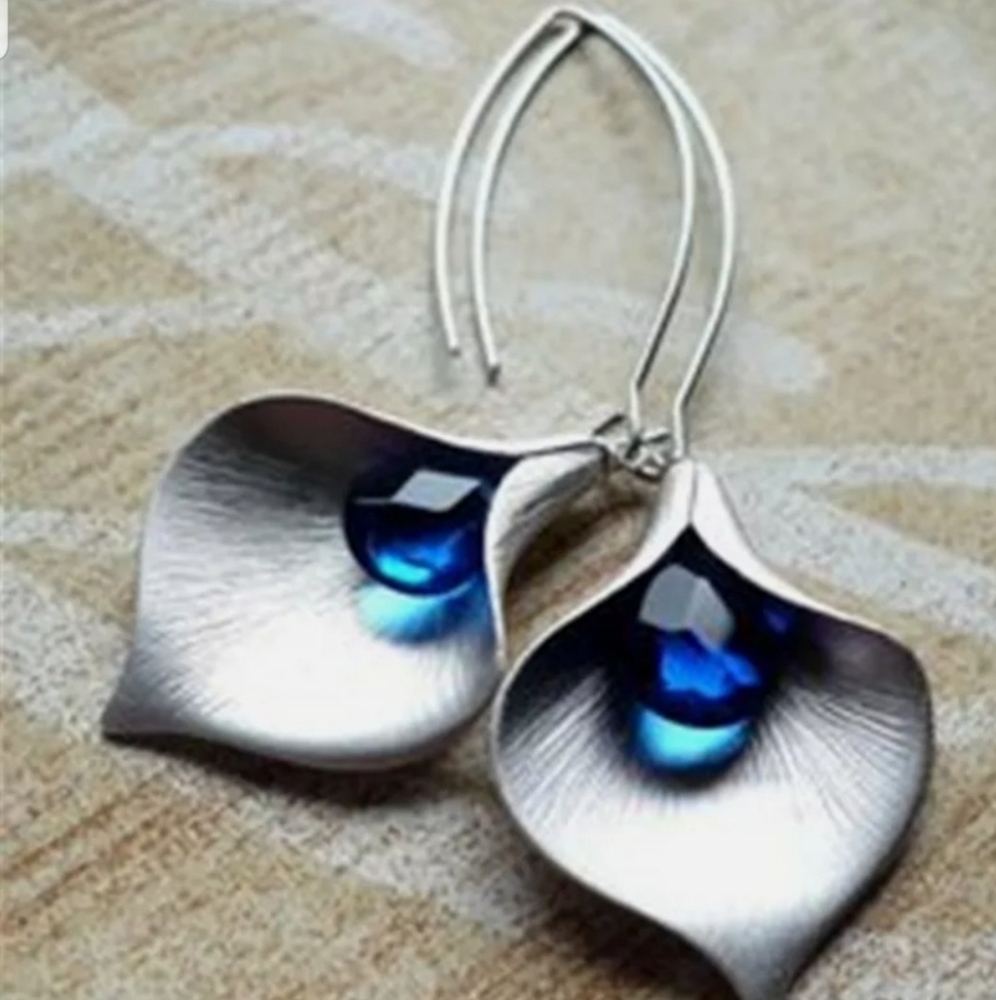 Boho 925 Silver & Blue Sapphire Earrings
